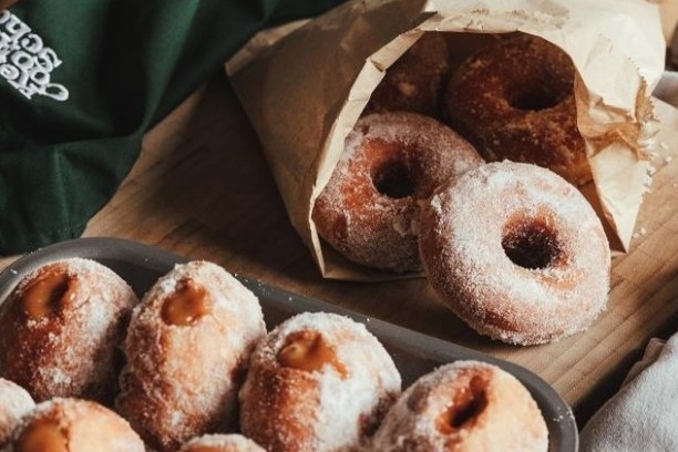a close up of a doughnut