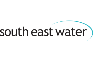 Logo with 'south east water' in lowercase and a blue arc.