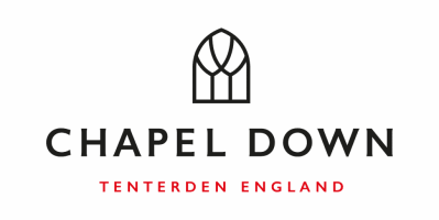 Chapel Down logo with Tenterden England text and arch graphic.