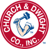 Church & Dwight logo with muscular arm holding a hammer in a red circle.